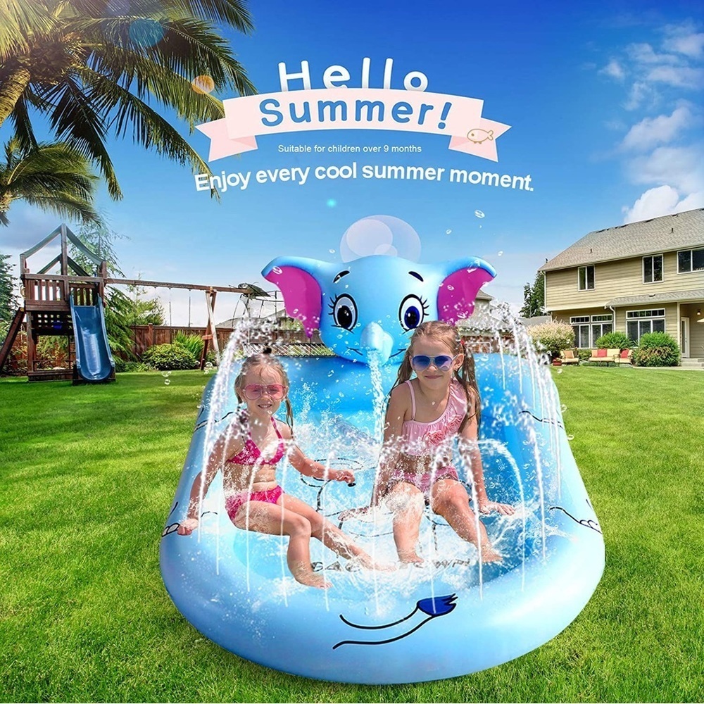 New 68" Splash Pad for Kids Pool with Sprinkler Outdoor Toy Pink or Blue - Picture 3 of 14